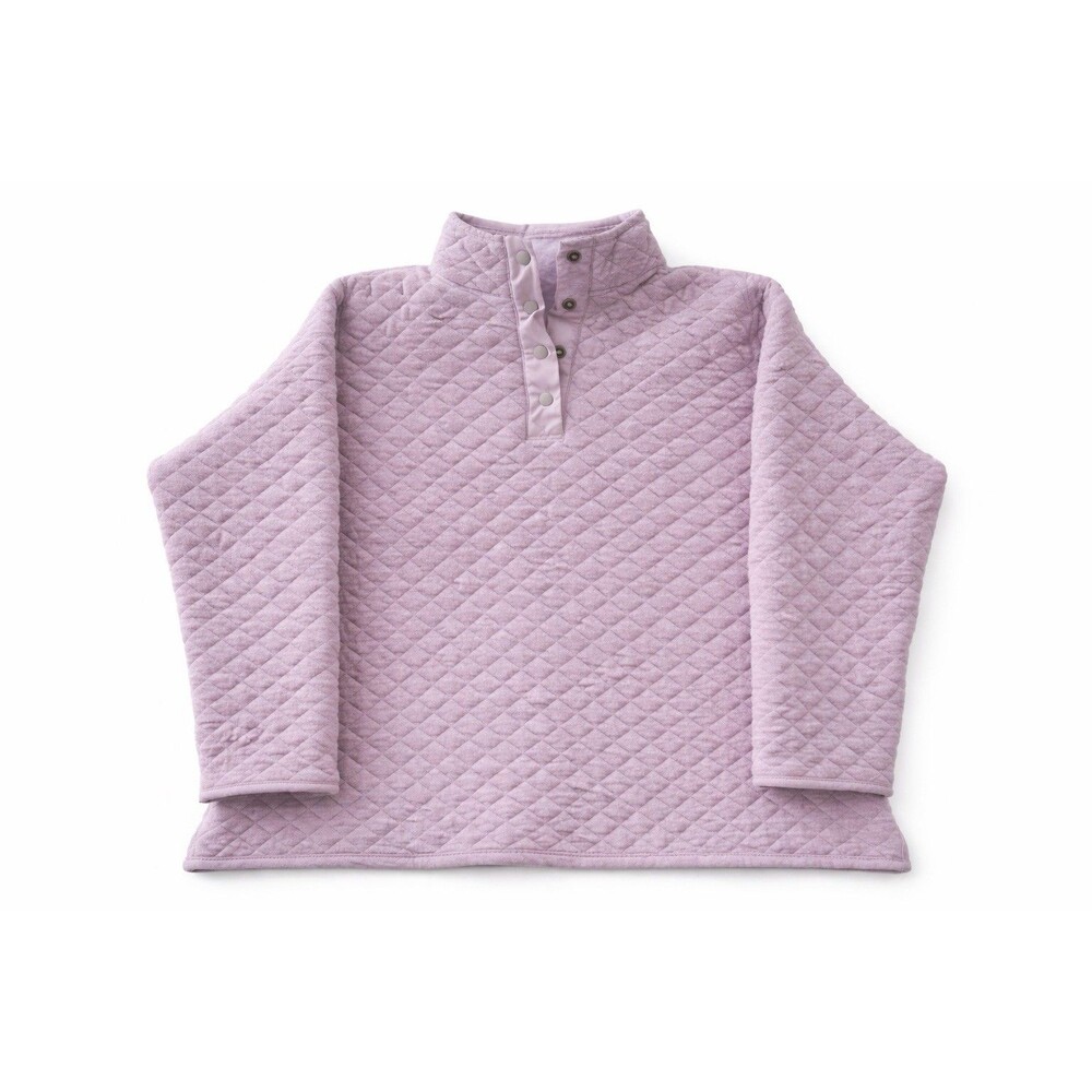 J & Co Active Quilted Pullover Womens XL Pink Snap Mock Neck Sweatshirt Cozy